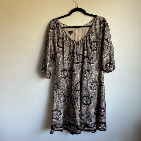Nine West 3/4 Sleeve Paisley Silk dress - Picture 2 of 4